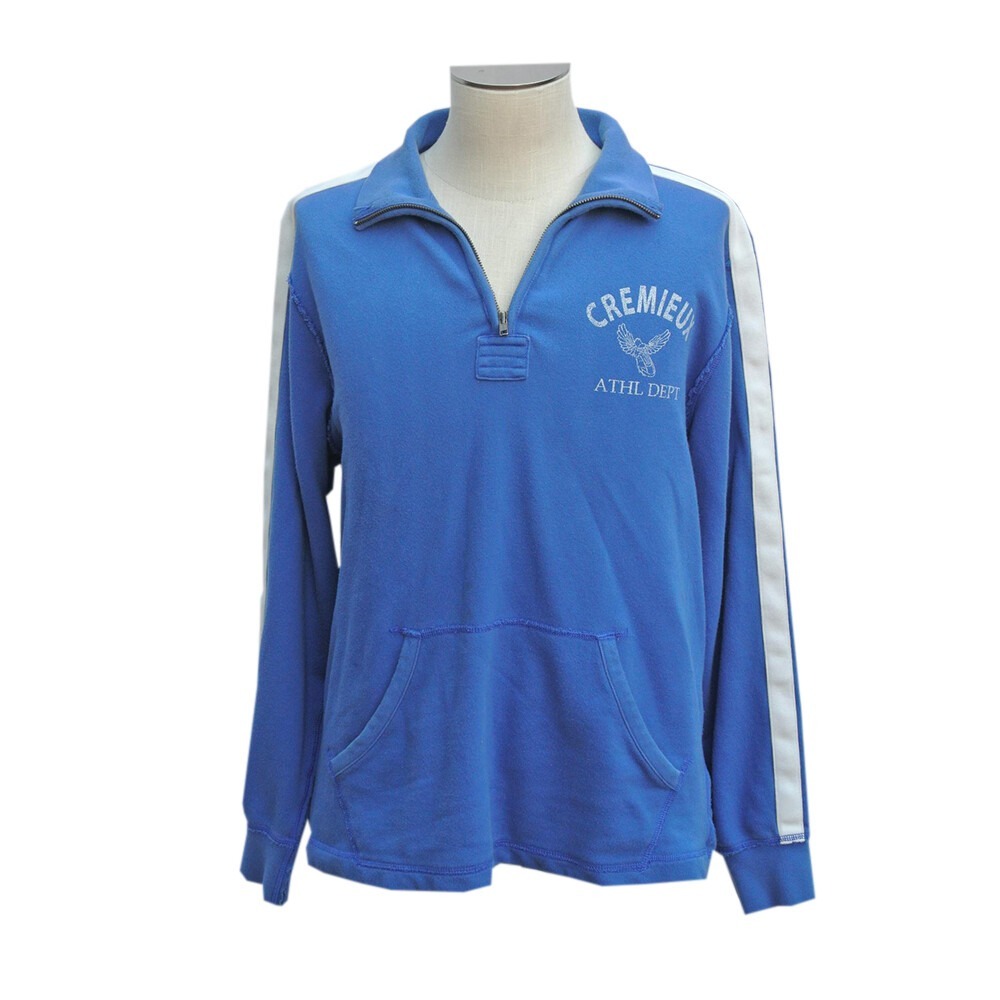 Cremieux athletic sweater sweatshirt men's large Blue 1/4 zip preppy retro